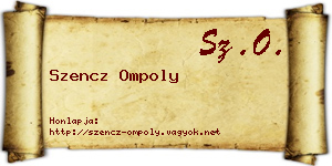 Szencz Ompoly névjegykártya